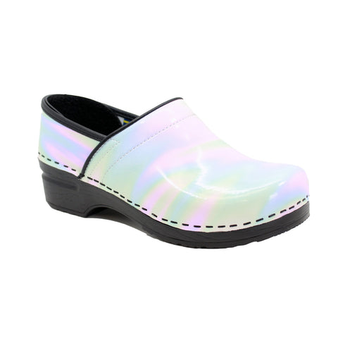 BJORK PROFESSIONAL Shimmer Printed Leather Clogs - FACTORY SECOND