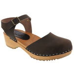 BJORK 654333-3-36 BJORK ALMA Swedish Wood Clog Brown Leather Sandals Brown / EU-36