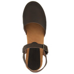 BJORK BJORK MARGARETA Swedish Wood Clog Sandals in Brown Oiled Leather