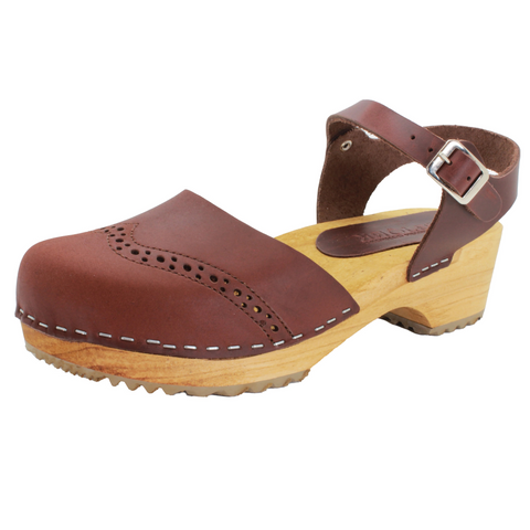 BJORK Gerda Leather Closed-Toe Wooden Clog Sandals