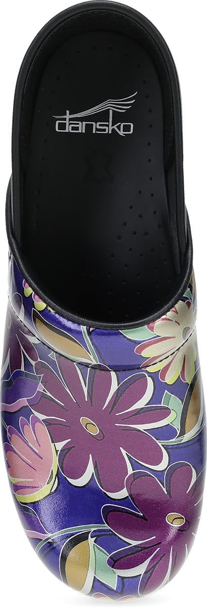 DANSKO Professional Indigo Flower Print Leather Clogs