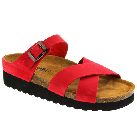 Sanosan 510125-96045-38 SANOSAN Slide Open Back Sandal Sample Sale - SAVE $$$ Salma / Red Leather / EU-38