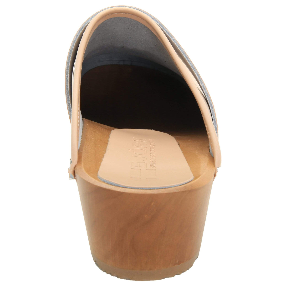 BJORK BJORK Maja Wood Open Back Clogs in Nude Leather