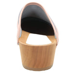 BJORK BJORK Maja Wood Open Back Pink Leather Clogs