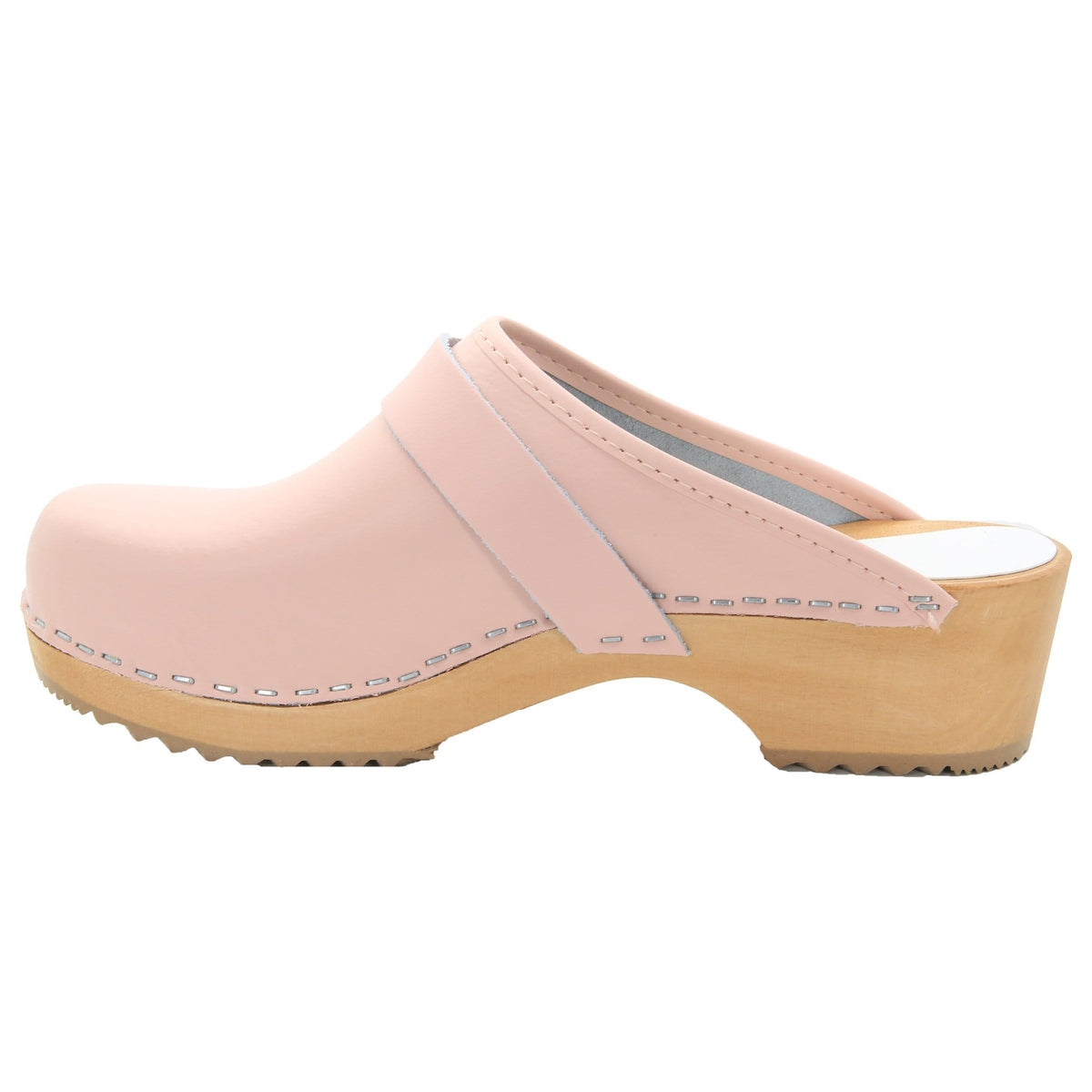 BJORK BJORK Maja Wood Open Back Pink Leather Clogs