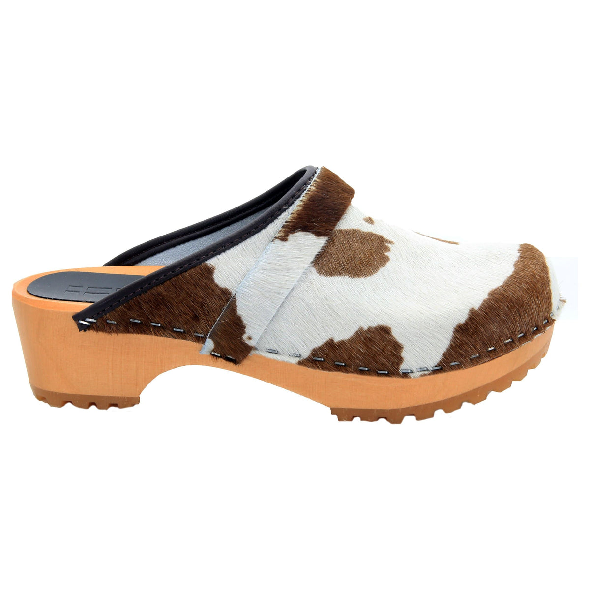 BJORK BJORK Safari Wood Open Back Brown Cow Leather Clogs