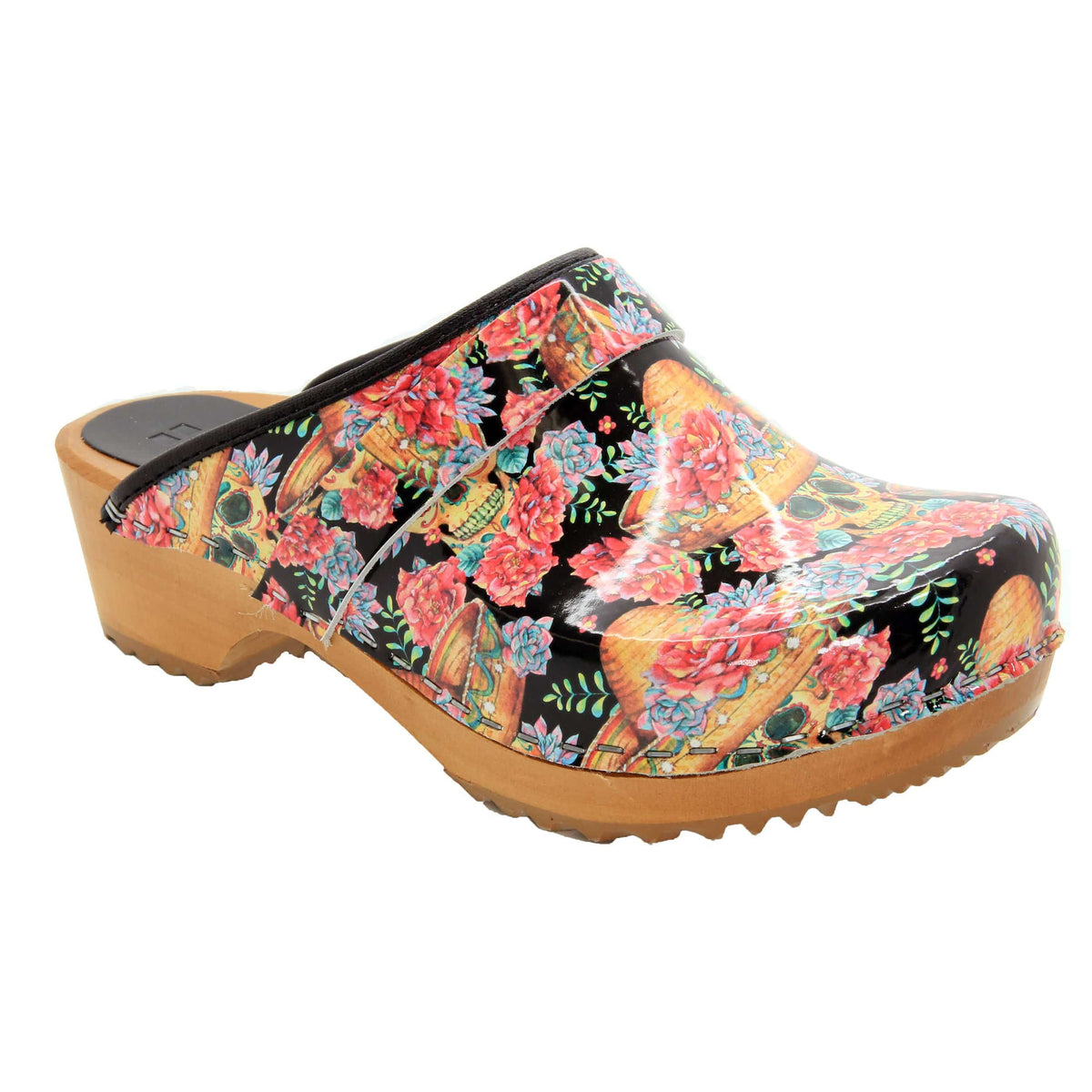 BJORK 600602-90-36 BJORK Vera Wood Open Back Leather Clogs Multi / EU-36