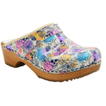 BJORK 600611-90-36 BJORK Bonita Wood Open Back Leather Clogs Multi / EU-36