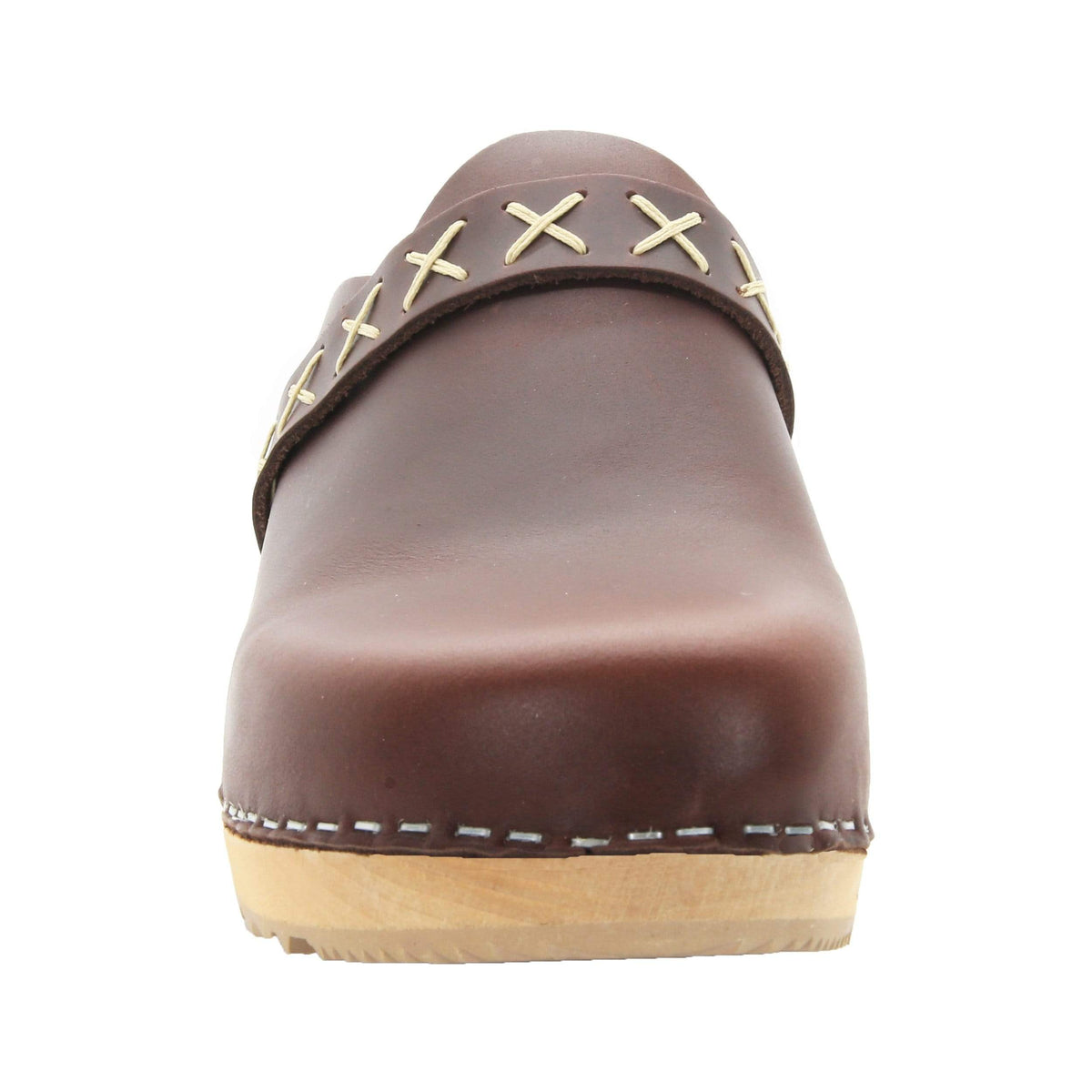 BJORK BJORK Pixie Wood Open Back Full Grain Leather Clogs