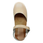 BJORK BJORK ALMA Swedish Wood Clog Leather Sandals in Nude