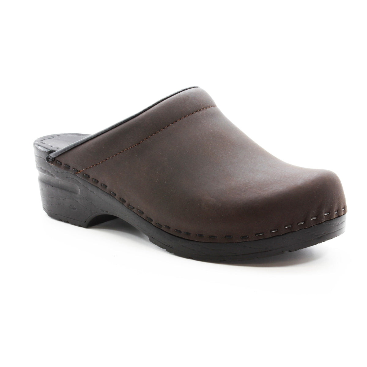 BJORK 750247-78-36 BJORK SARA OPEN BACK Oiled Leather Clogs Brown / EU-36