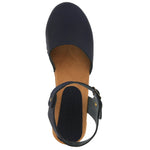 BJORK BJORK MARGARETA Swedish Wood Clog Sandals in Navy Oiled Leather