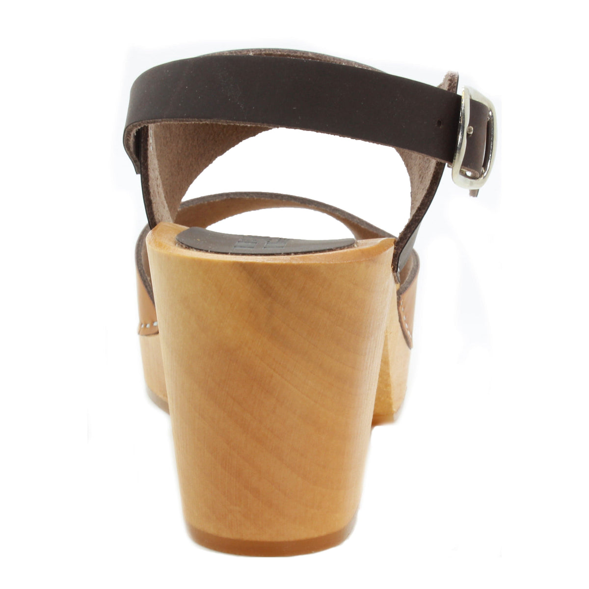 BJORK BJORK MARIE Swedish Wood Clog Sandals in Combi-Brown Oiled Leather