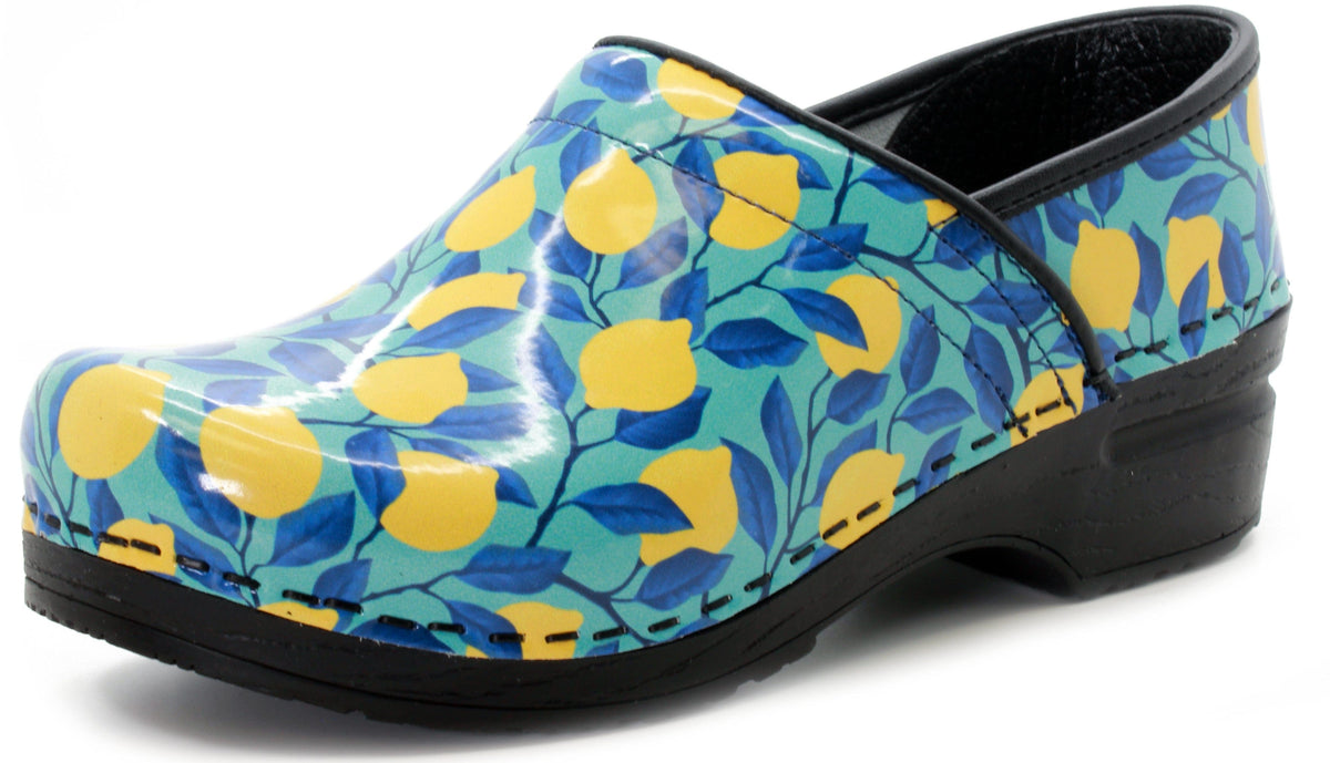 KLÄGN KLÄGN PROFESSIONAL Citron Printed Leather Clogs