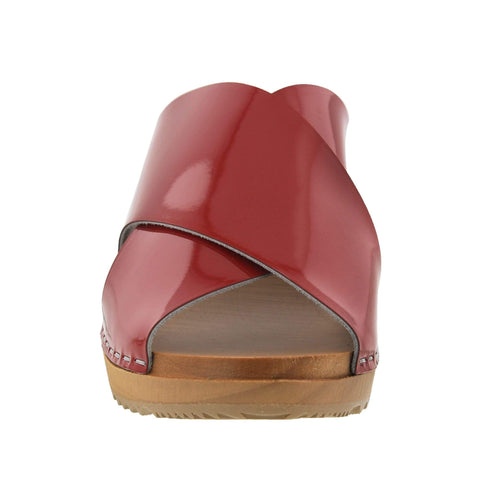 BJORK BJORK EEVI Criss-Cross Wood Clog Sandals in Patent Leather