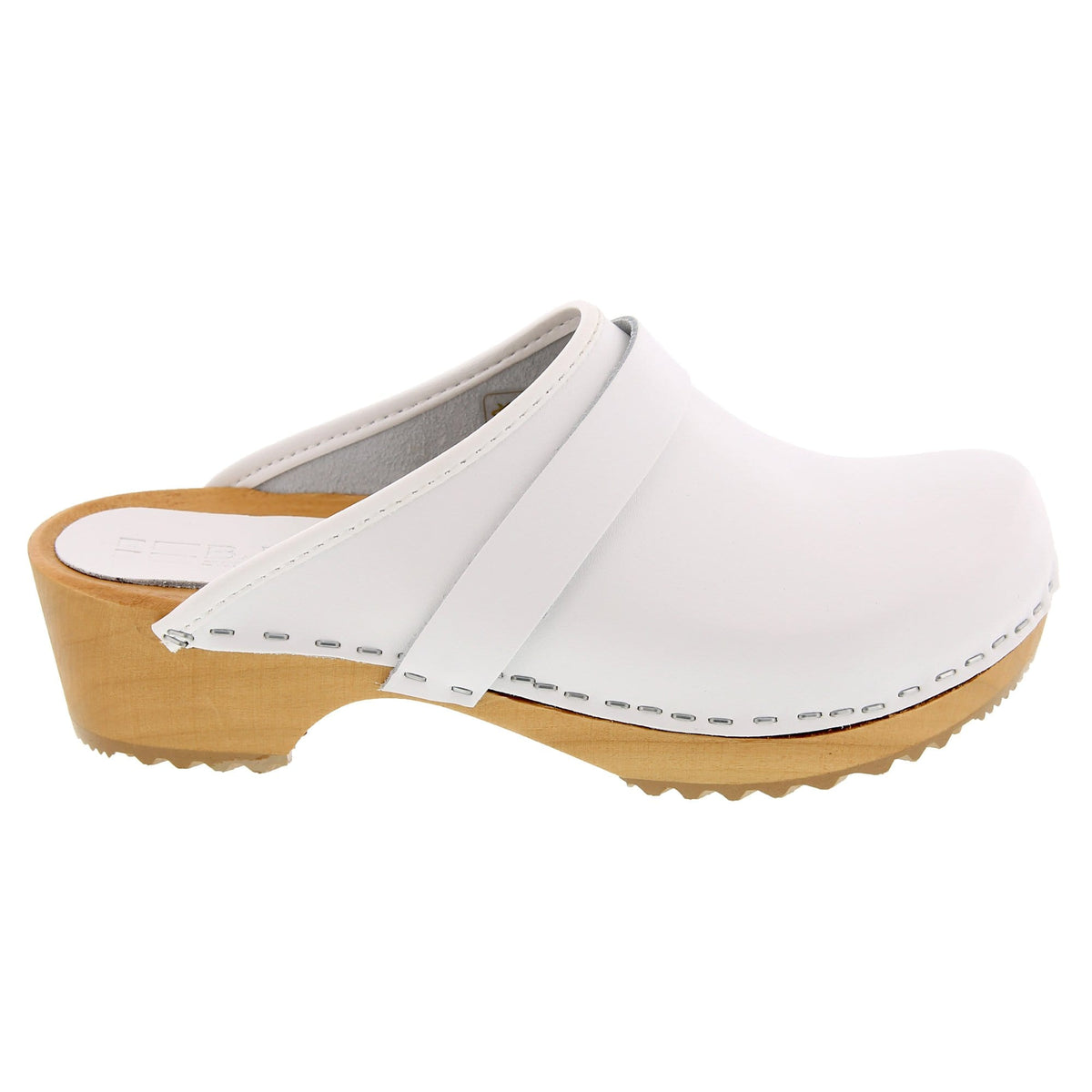 BJORK Maja White Wood Open Back Leather Clogs– ClogOutlet.com
