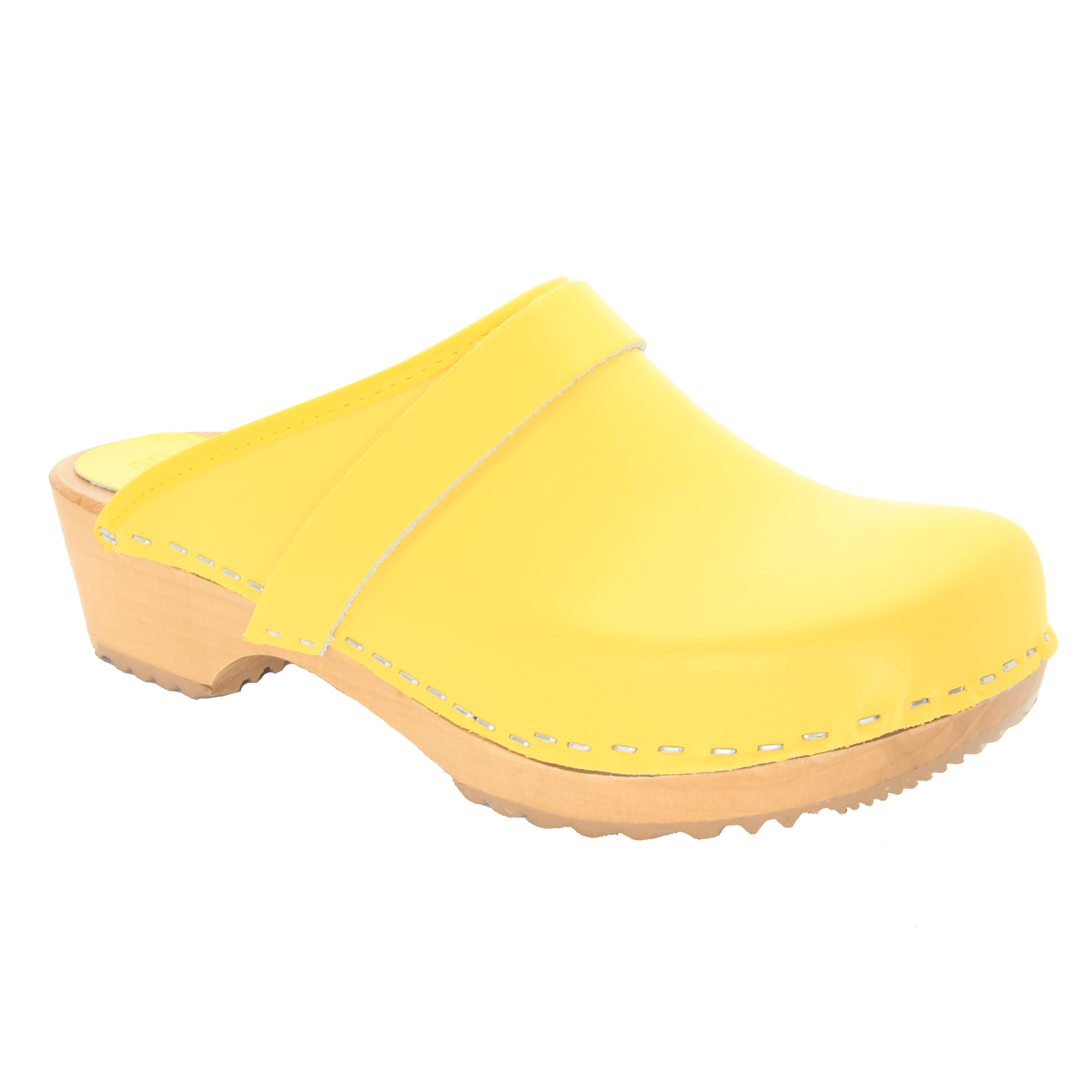 BJORK Maja Wood Open Back in Yellow Leather Clogs CLOSEOUT