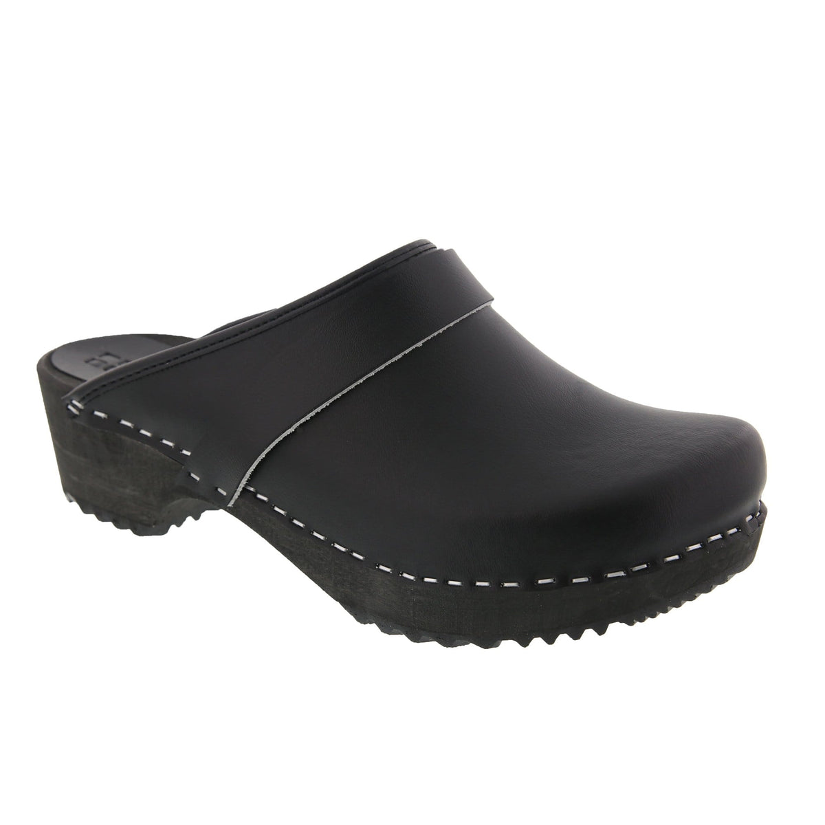 BJORK 600004-2-36 BJORK Mala Wood Open Back Leather Clogs Black / EU-36