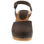BJORK BJORK MARGARETA Swedish Wood Clog Sandals in Oiled Leather