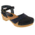 BJORK 754404-22-36 BJORK MILA Wooden Clog Sandals in Oiled Leather Black/Navy / EU-36