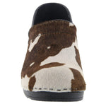 BJORK BJORK PROFESSIONAL Safari Collection Leather Clogs in Brown and White Cow