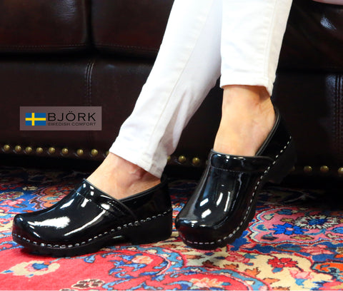 BJORK BJORK KARIN Swedish Women's Pro Patent Leather Clogs