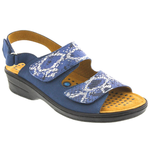 Sanosan 528495-86157-36 Sanosan Jayne Nubuck and Reptile Print Leather Sandal with removable Sietelunas Insole Navy / EU-36